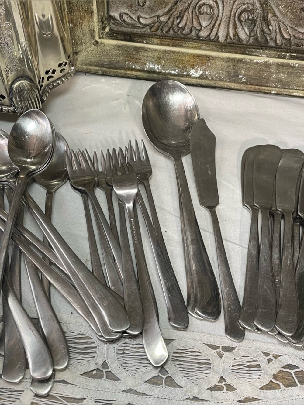 Wallace SAYBROOKE silver stainless flatware fork spoon butter knife vintage 1965